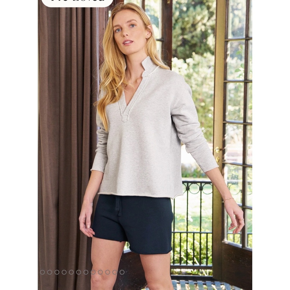 Frank & Eileen Patrick Gray Melange Triple Fleece V-Neck Sweatshirt Size M